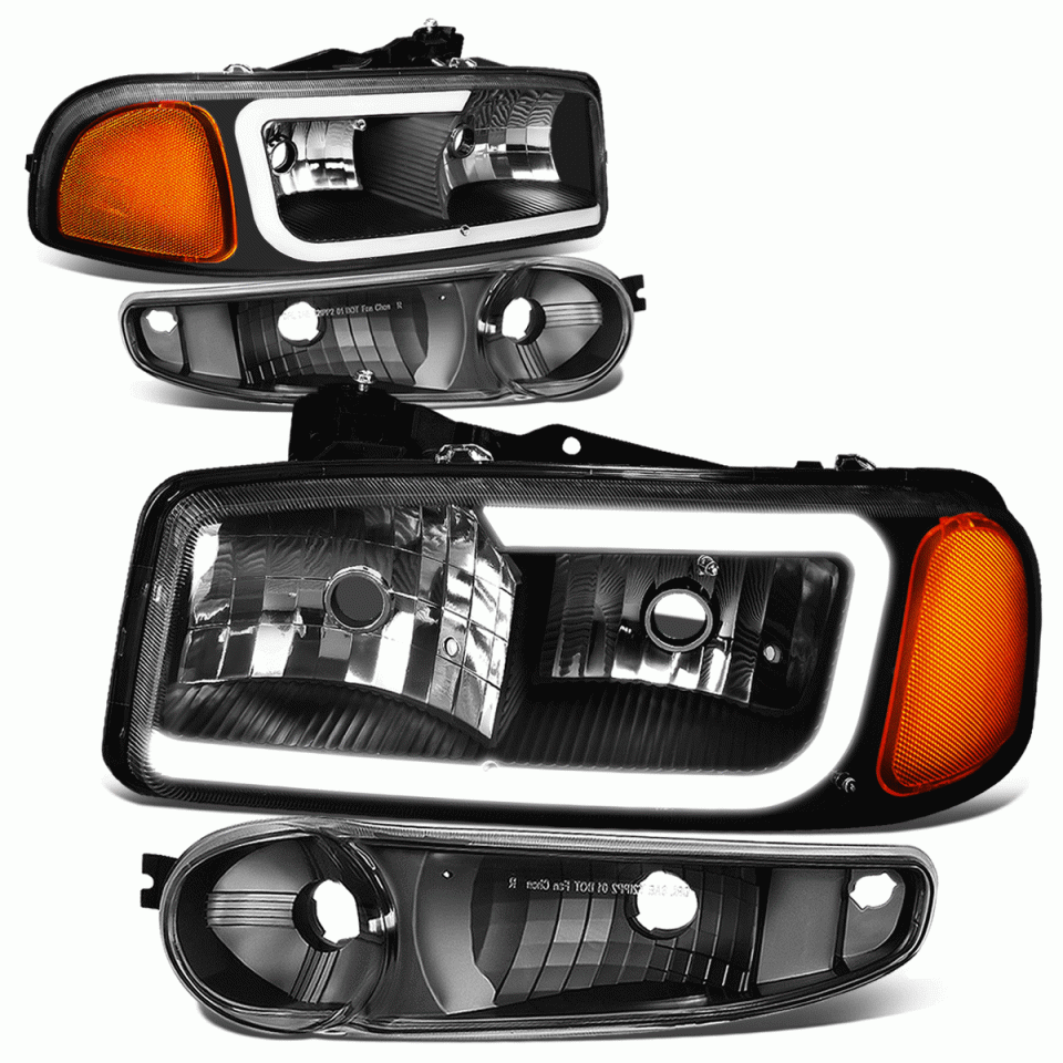Frosted 00-06 GMC Yukon XL Sierra Denali LED DRL Headlight+Bump