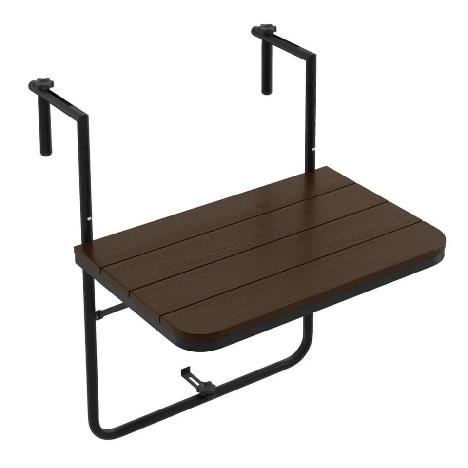 Healthy leecrd Folding Hanging Table Outdoor Railing Table with 3-Level Adjustable Height