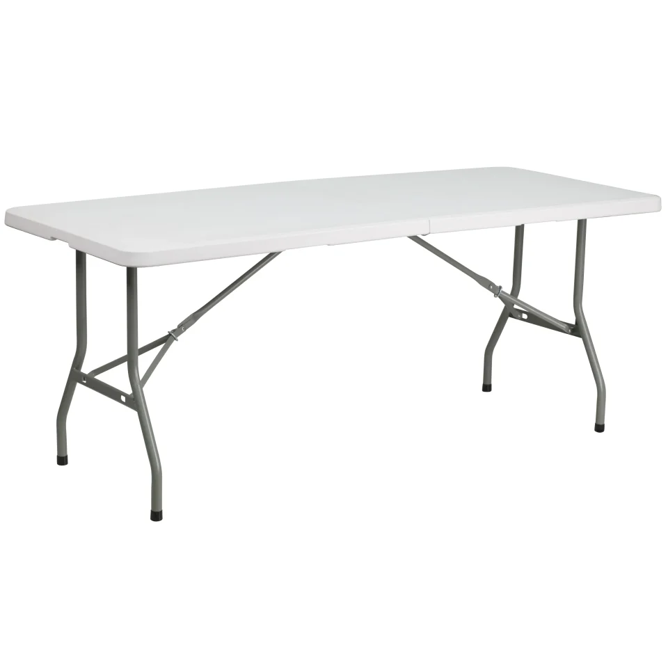 BPA-Free Flash Furniture 30W x 72L Bi-Fold Granite White Plastic Folding Table