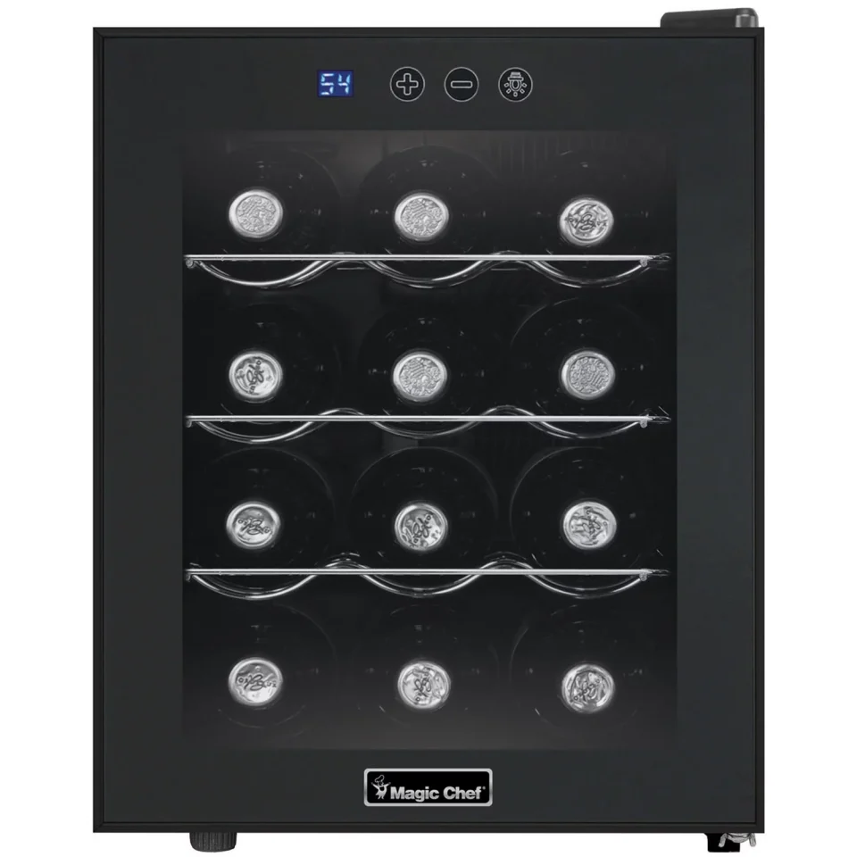 Easy-Clean Magic Chef 12-Bottle Single-Zone Wine Cooler in Black
