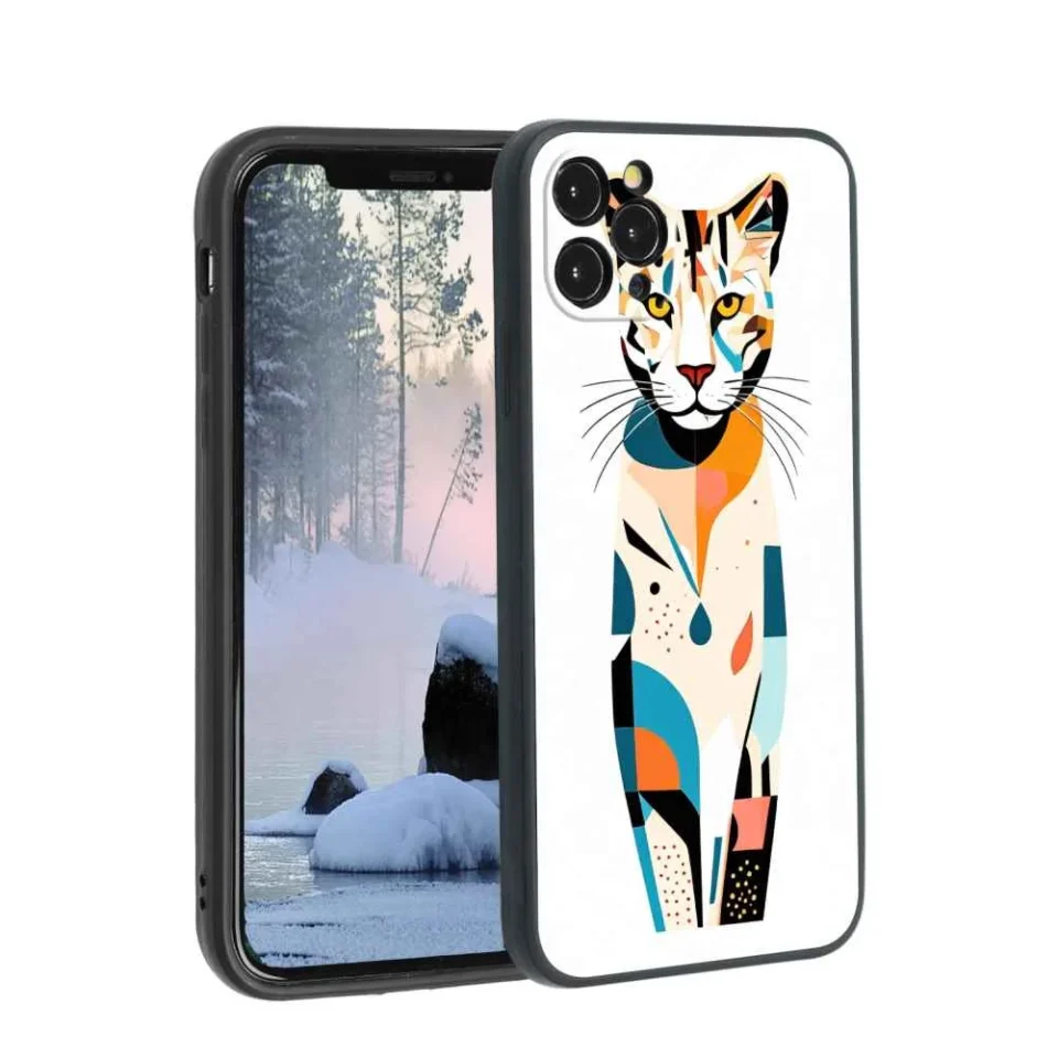 Ultimate Kitchen minimal-geometric-Leopard-Cat phone case for iPhone 11 Pro for Women Men Gifts,minimal-geometric-Leopard-Cat Pattern Soft silicone Style Shockproof Case