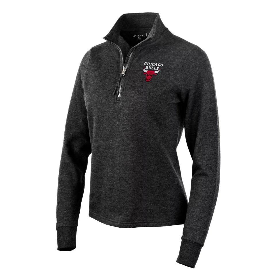 Safe Women's Antigua Heather Black Chicago Bulls Action Quarter-Zip Pullover Sweatshirt