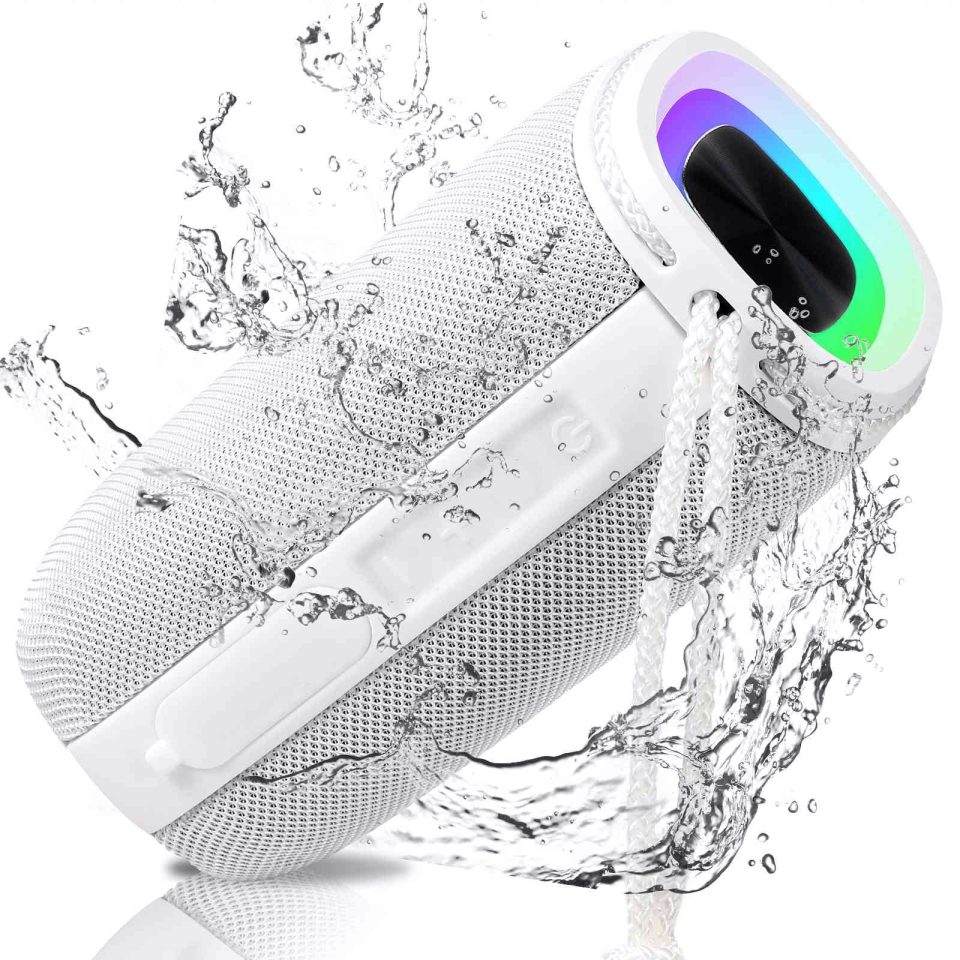 Home Leak-Proof UrbanX X808 Bluetooth Speaker, IPX5 Waterproof Speakers 360�� HD Surround Sound with Punchy Bass, True Wireless Pairing, BT5.3, Portable Speaker for Moto G Power (2022) - White