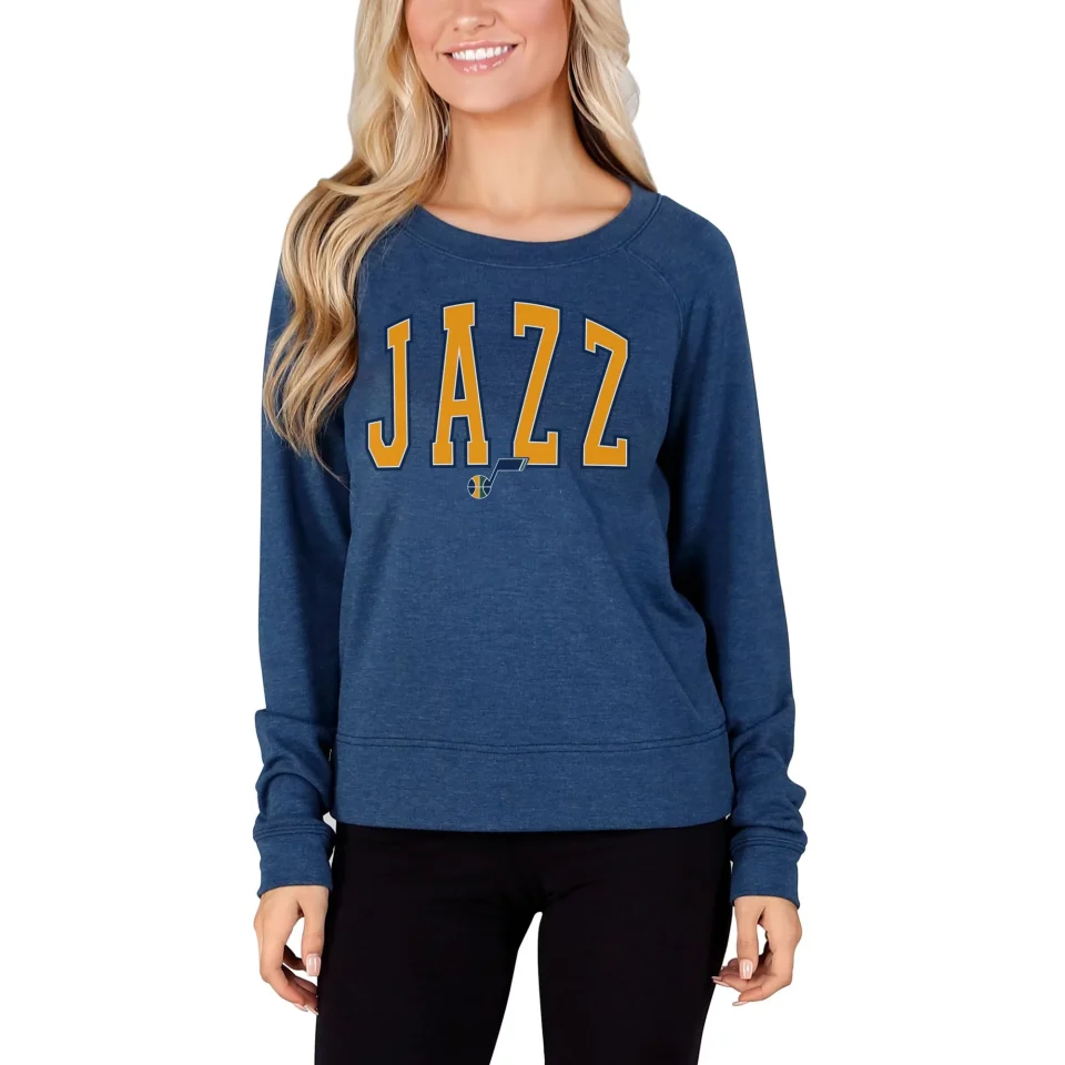 Easy-Clean Women's Concepts Sport Navy Utah Jazz Mainstream Terry Long Sleeve T-Shirt