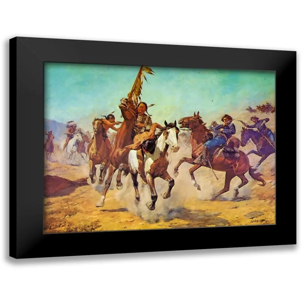 Pure Cooking Shreyvogel, Charles 14x12 Black Modern Framed Museum Art Print Titled - Silenced War Whoop