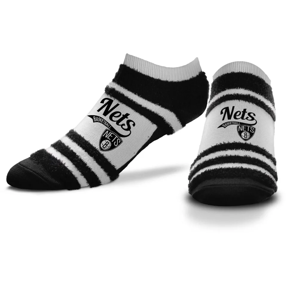 Dining Women's For Bare Feet Brooklyn Nets Block Stripe Fuzzy Ankle Socks