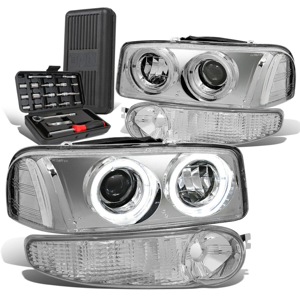 Core Upgraded 2002-2007 Sierra Halo Ring Projector Headlight+Bump
