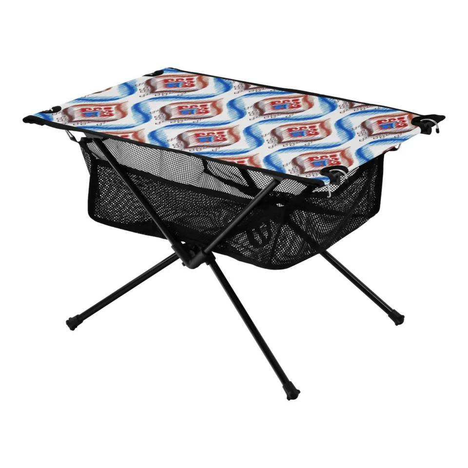 Premium Ceramic Ethnic Mandala Tribal Bohomia Camping Folding Table Portable Beach Table with Storage Bag Compact Picnic Table for Outdoor Travel Fishing BBQ