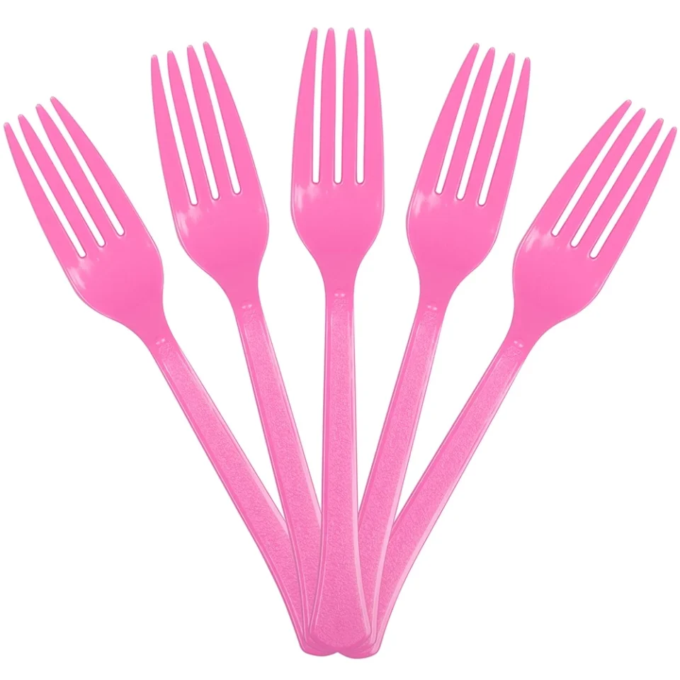 Best-Selling JAM Paper & Envelope Premium Utensils Party Pack, Plastic Forks, Fuchsia Pink, 50 Disposable Forks/Pack