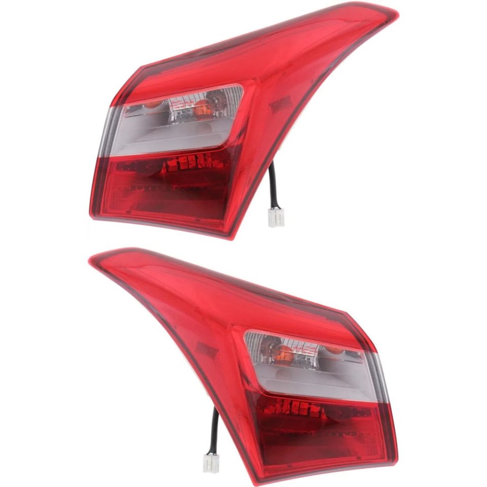 Non-Toxic Portable Halogen Tail Light Set For 2013 Hyundai Elantra GT Outer Clear/Red w/ Bulbs 2Pcs