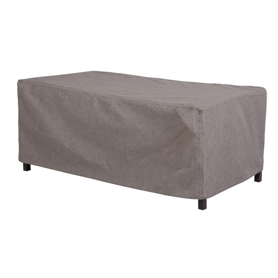 Glass Popular Modern Leisure? Garrison Patio Ottoman/Coffee Table/Fire Pit Cover, Waterproof, 48L x 25W x 18H, Heather Gray