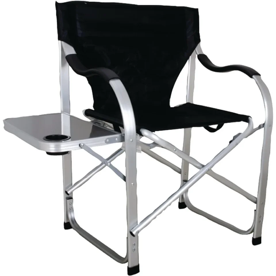 Wooden Best-Selling leecrd Mark SL1214 Black Heavy Duty Folding Director Chair with Side Table