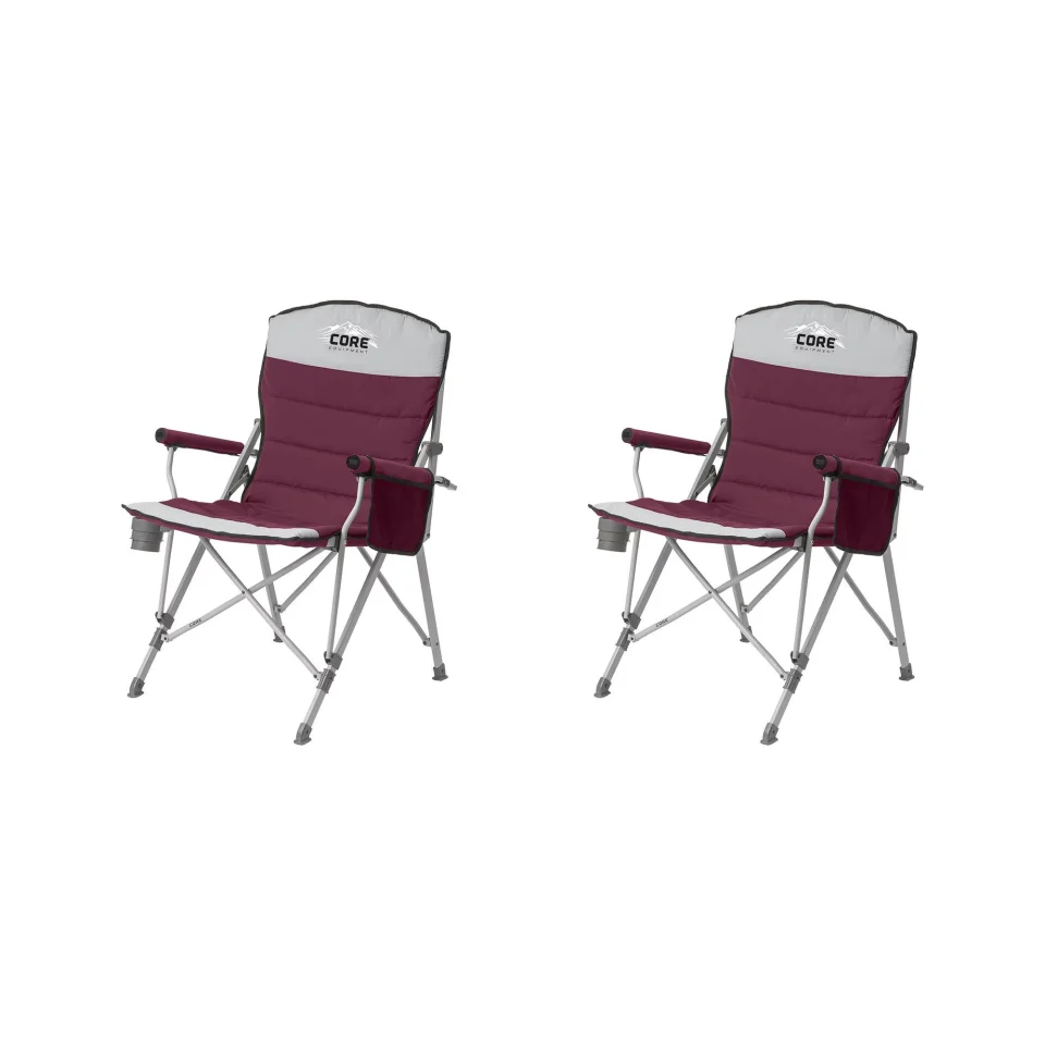 Cast Iron Best-Selling CORE 300 Pound Capacity Polyester Padded Arm Chair with Carry Bag, Gray (2 Pack)