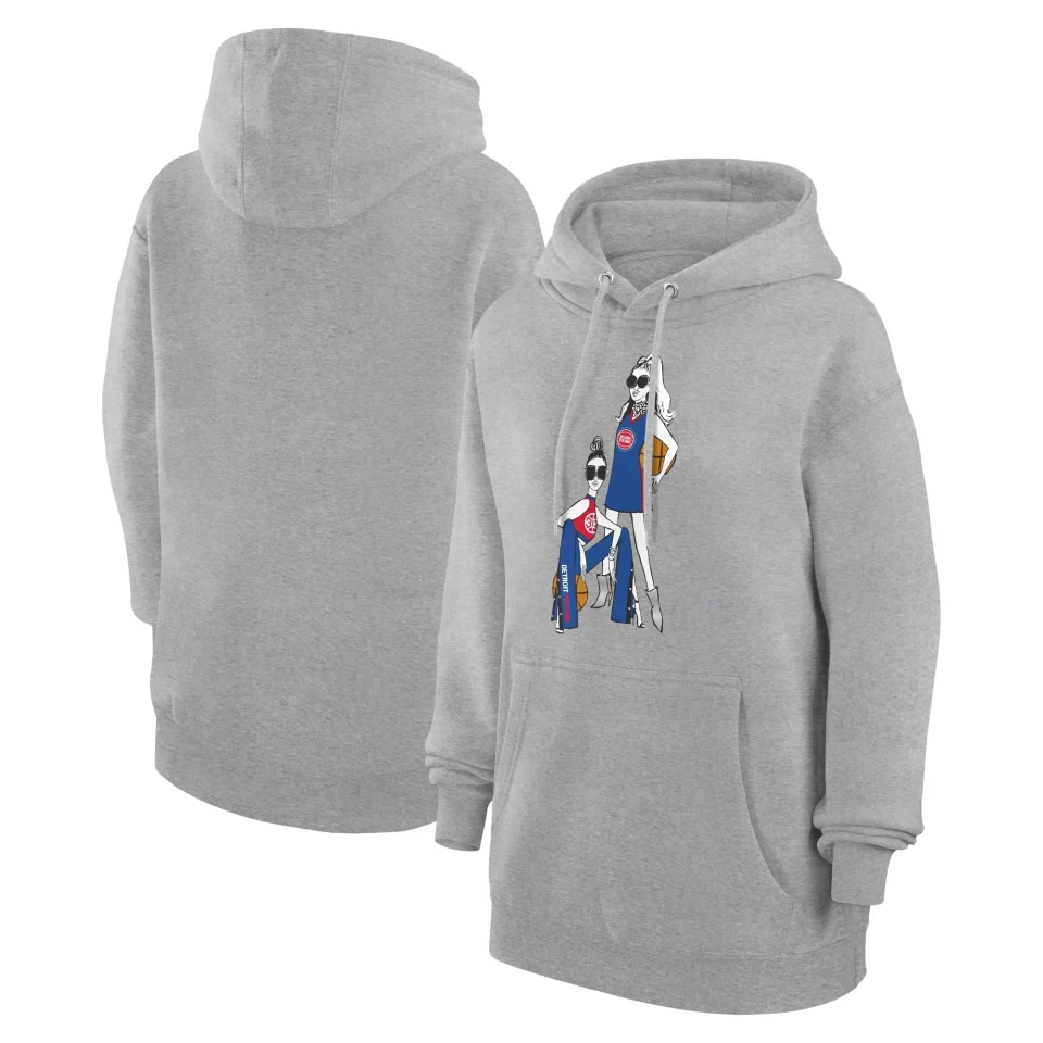 Cast Iron Multi-Purpose Women's G-III 4Her by Carl Banks Heather Gray Detroit Pistons Basketball Girls Fleece Pullover Hoodie