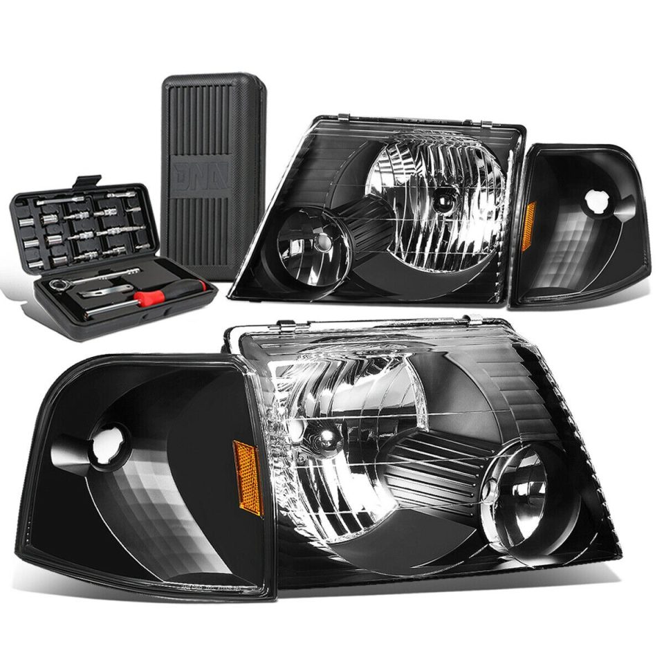 Non-Toxic 2002-2005 d Expedition Pair Black/Amber Signal Headlight Lamps+Tool Box