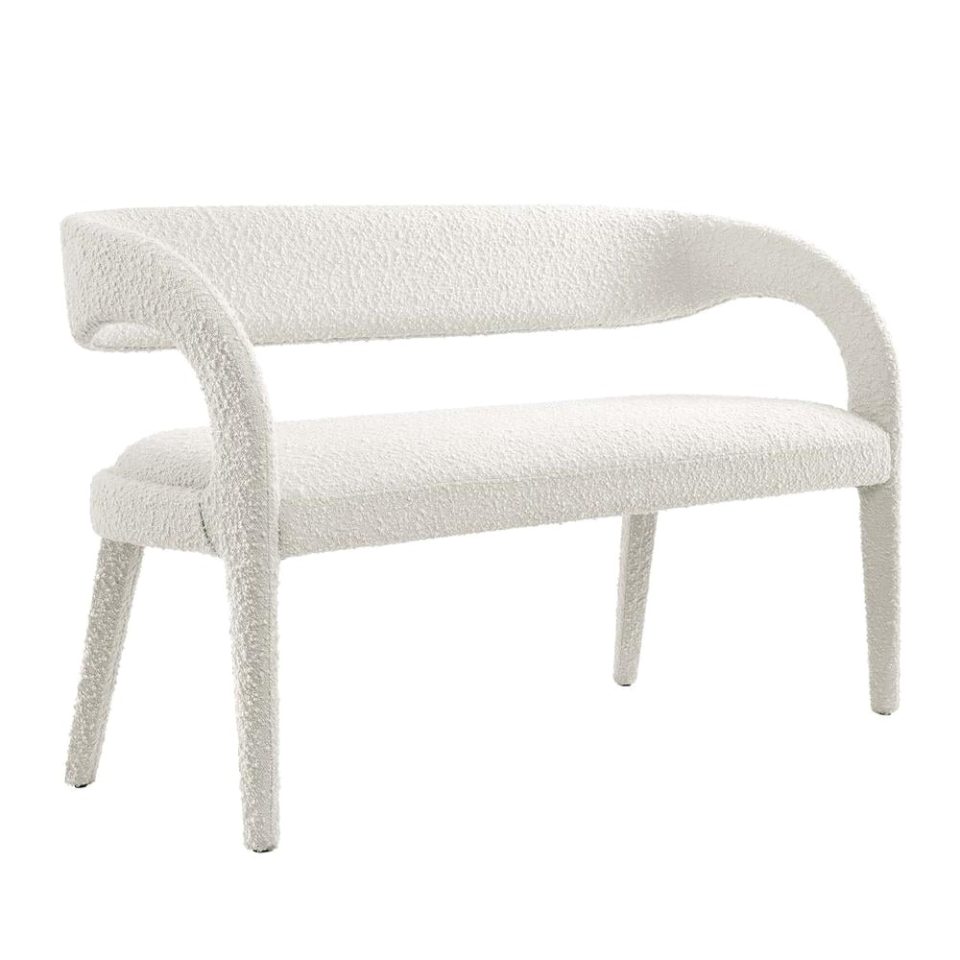 Frosted Best-Selling Modway Pinnacle 20 Upholstered Boucle Fabric Accent Bench in Ivory