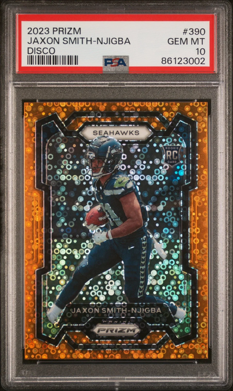 Ultimate Polished Graded 2023 Panini Prizm Jaxon Smith-Njigba #390 Disco Rookie RC Football Card PSA 10 Gem Mint
