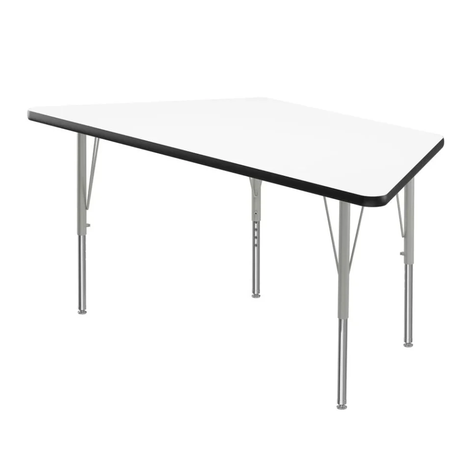 Stainless Steel Value Correll Inc. Deluxe High-Pressure Top Activity Tables, 30x60, TRAPEZOID WHITE SILVER MIST