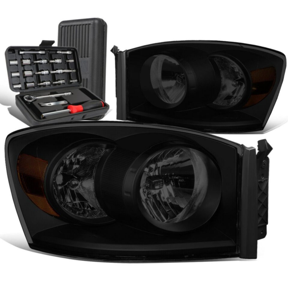 Multi-Purpose Leak-Proof 2006-2009 Dodge Ram 1500 2500 Tinted Housing Amber Side Headlights+Too