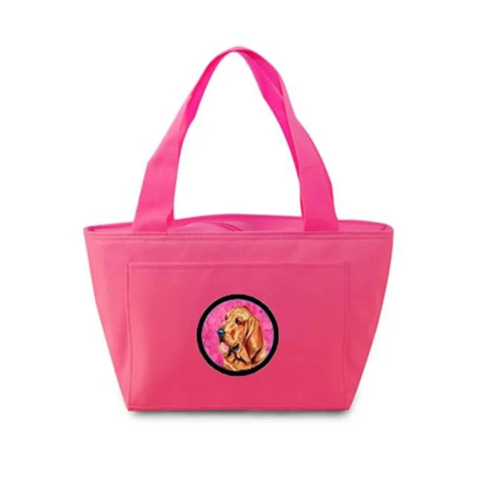 Supreme Cast Iron Carolines Treasures Pink Bloodhound Zippered Insulated School Washable And Stylish Lunch Bag Cooler - Pink - 15 x 4 x 7 in.