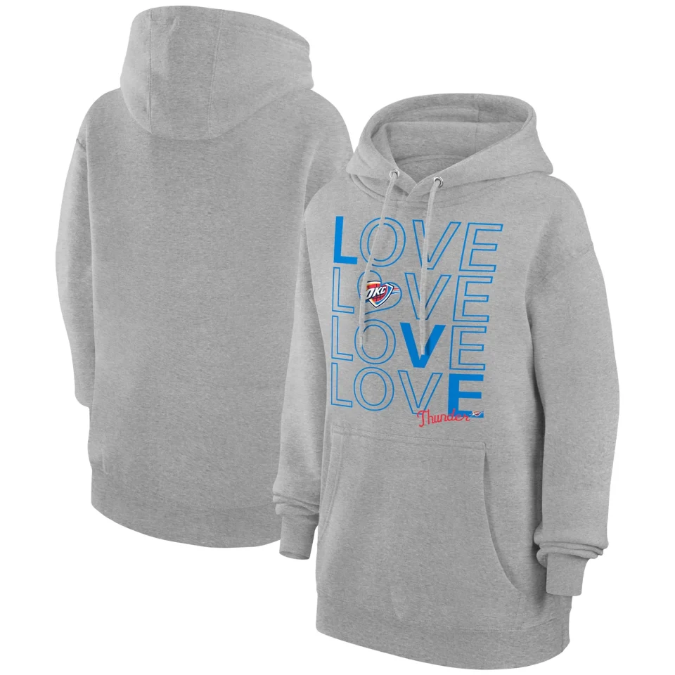 Polished Leak-Proof Women's G-III 4Her by Carl Banks Heather Gray Oklahoma City Thunder Basketball Love Fleece Pullover Hoodie