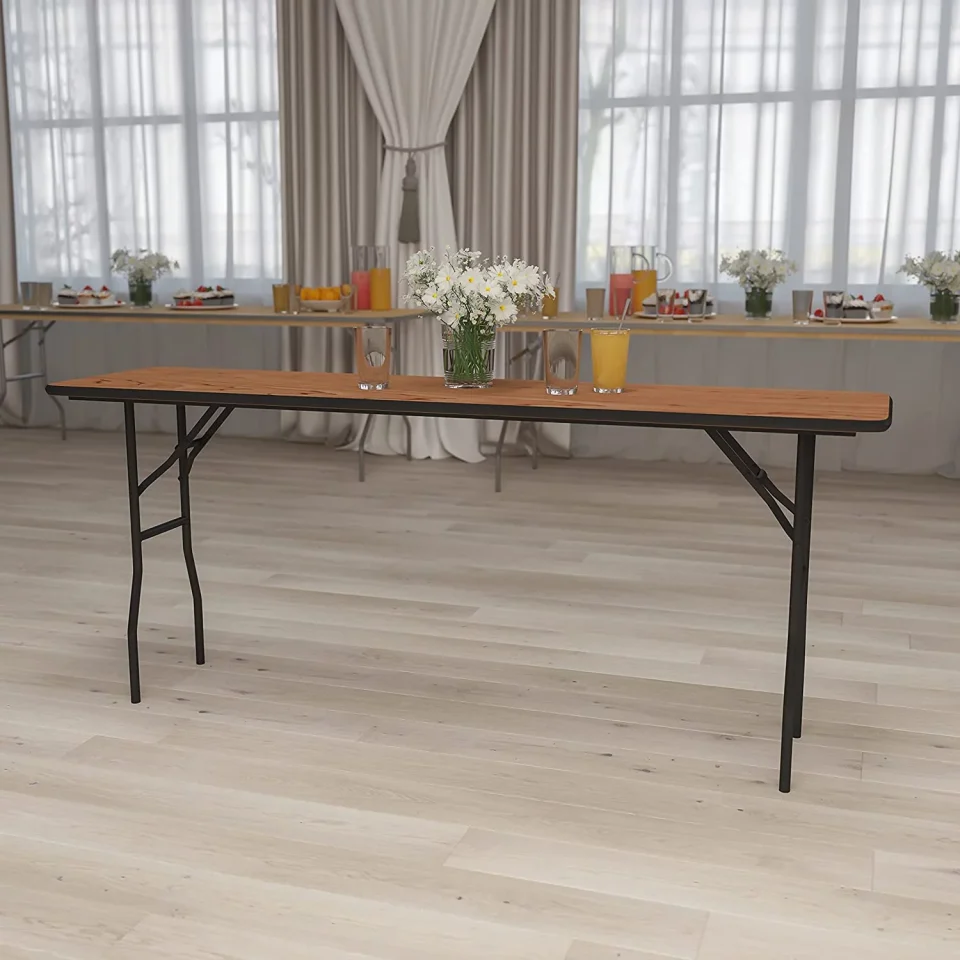 Ceramic Glossy SPBOOMlife 6-Foot Rectangular Wood Folding Training/Seminar Table with Clear Coated Top
