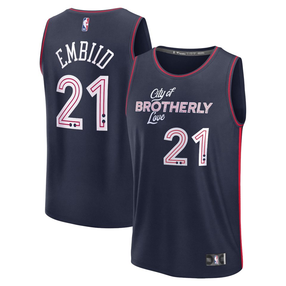 Ceramic Top-Rated Men's Fanatics Branded Joel Embiid Navy Philadelphia 76ers Fast Break Jersey - City Edition