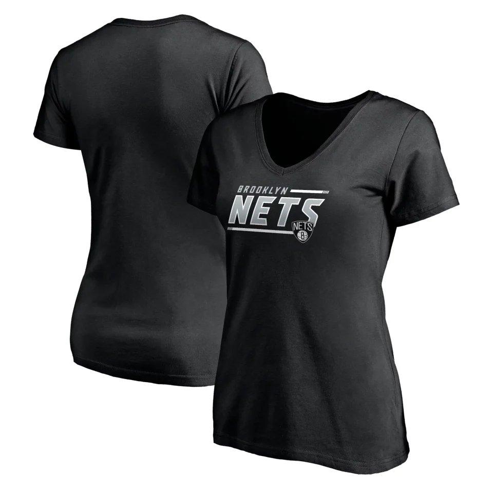 Glass Durable Women's Fanatics Branded Black Brooklyn Nets Mascot In Bounds V-Neck T-Shirt