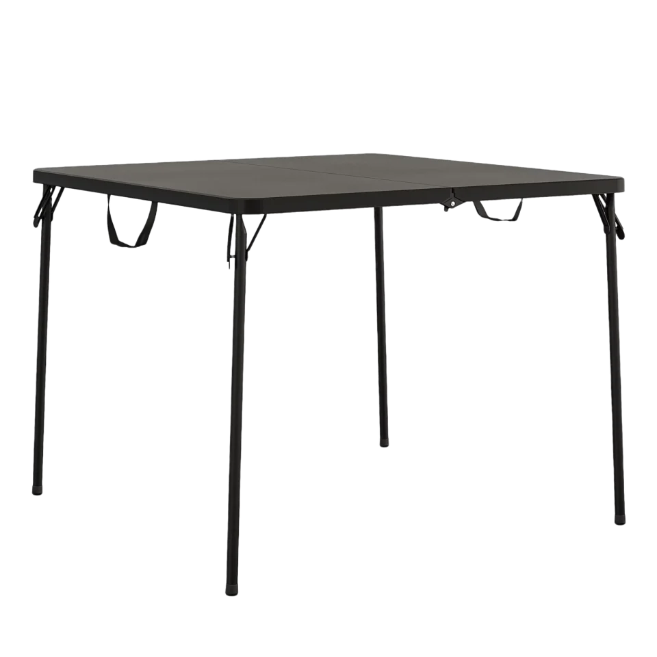 Safe Glass XL 38.5ﾡﾱ Fold-in-Half Card Table w/ Handle Black Indoor & Outdoor Portable Wheelchair Accessible Camping Tailgating & Crafting Folding Table