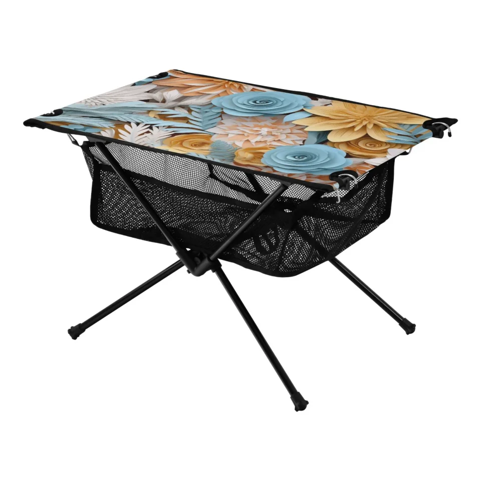 Lightweight Cooking Abstract Rose Flowers Camping Foldable Portable Table Beach Table with Storage Bag Compact Picnic Table for Outdoor Hiking Fishing BBQ