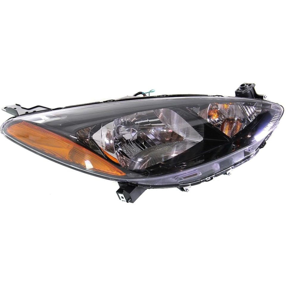 Premium Matte Headlight For 2011 2012 2013 2014 Mazda 2 Right With Bulb and Wiring Harness