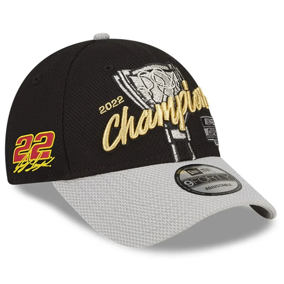 Durable Men's New Era Black/Gray Joey Logano 2022 NASCAR Cup Series Champion Victory Lane 9FORTY Adjustable Hat